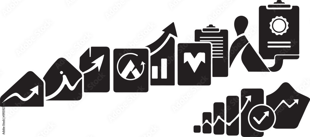 Fototapeta premium Businessman analyzing financial data with graphs and charts icons