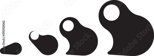 Black Silhouettes of Various Shapes on White Background