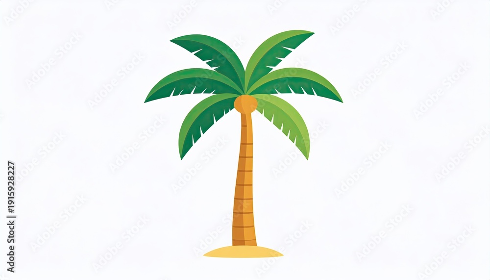 Obraz premium Cartoon palm tree on sand