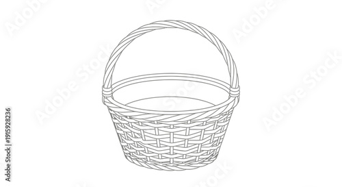 Woven Wicker Basket with Handle, Empty Container for Storage or Decoration