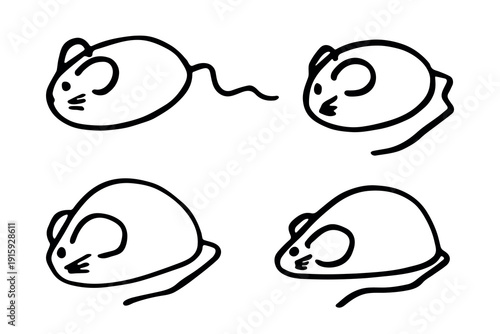 Set of hand drawn happy funny cute mouse clipart Friendly kawaii rat For design, kids print, kids books, nursery decor, logo