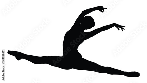 Elegant silhouette of a ballet dancer in a graceful pose. isolated on white background, Vector