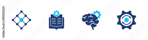 Artificial general intelligence icon set. agi, cognition, neural, learning, automation. solid style icon collection