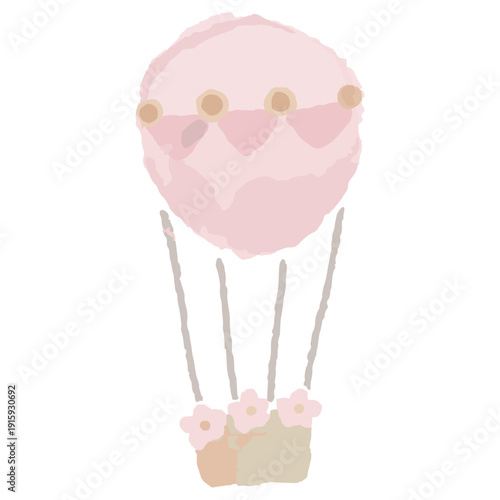 幼稚園・保育園・小児科向け 水彩キッズイラスト素材｜気球のイラスト
Watercolor Kids Illustration for Kindergarten, Nursery School and Pediatric Clinic | Hot Air Balloon