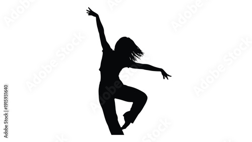Silhouette of a dancer in a dynamic pose against a white background isolated on white background, Vector