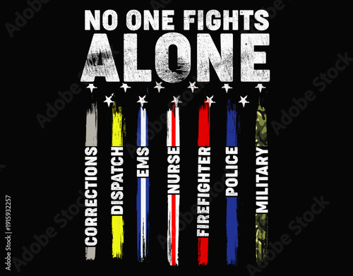 First Responders American Thin Line Police Fire Military EMS Tank Top - printable editable vector art file.