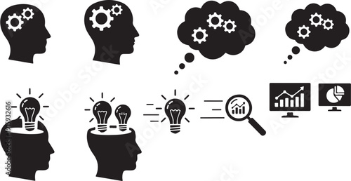 Creative Thinking and Problem Solving Concepts with Human Silhouettes