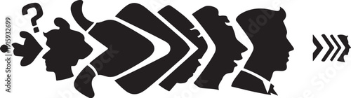 Silhouette of people with thought and communication concept