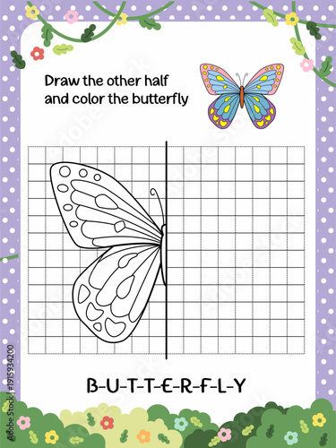 adorable butterfly lineal drawing of preschool activity for kids