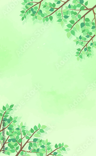 新緑の葉の背景1_縦