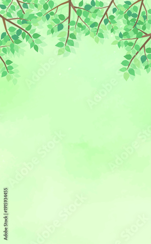 新緑の葉の背景2_縦