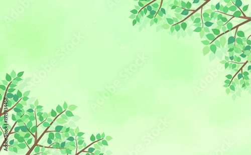 新緑の葉の背景1_横