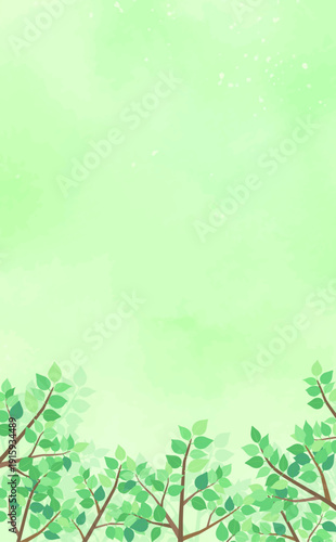 新緑の葉の背景3_縦