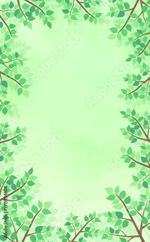 新緑の葉の背景6_縦