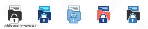 Collection of Icons Illustrating Data Security Concepts, Emphasizing Confidentiality, Restricted Access, and Digital Information Safety within Secure Folders