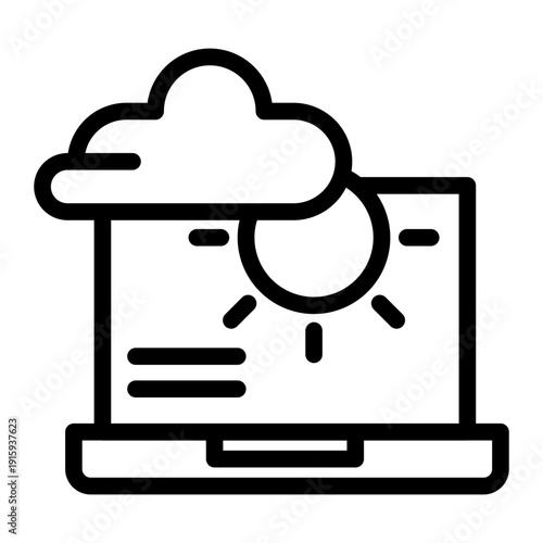 Digital Nomad Remote Work Setup line icon