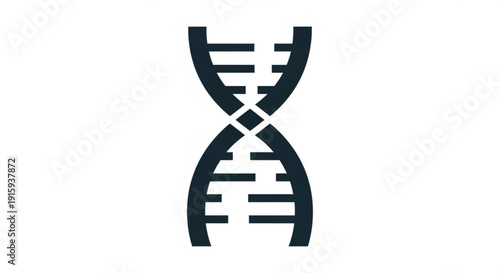 Dna double helix structure icon symbolizing genetics and molecular biology concepts in a simple dark blue graphic design