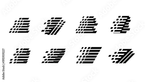 Abstract Speed Lines and Motion Blur Effect Icons Set