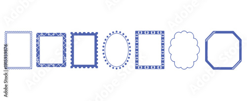 Decorative Border Frame Collection, Ornamental Corner Vector Design, Vintage Certificate Frame Clipart, Classic Elegant Border Illustrations, Blue Ornate Frame Set, Invitation Card Border Elements, Vi