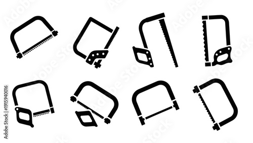 Collection of Black and White Hacksaw Icons and Silhouettes