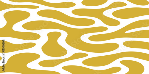 Abstract Organic Shapes Pattern Yellow and White Seamless Background.