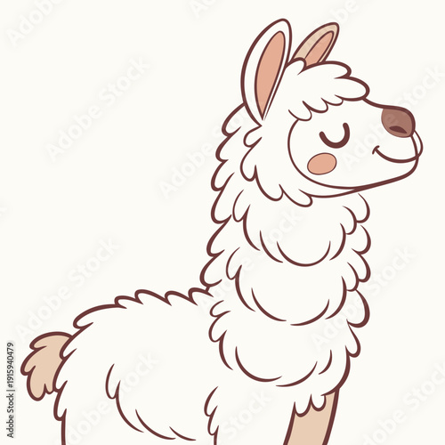 Cute Alpaca Cartoon Style
