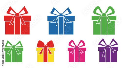 Colorful Gift Boxes Collection - Festive Celebration & Surprise Icons