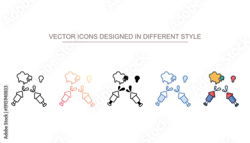Holi Party vector design in modern and trendy style icon