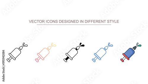 Sprayer icon set in different style with white background illustration
