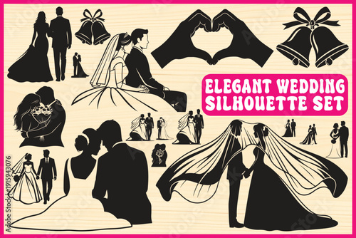 Elegant Wedding Silhouette Set for Romantic Occasions and Events