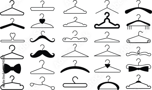 Assortment of black and white clothing hangers and decorative hangers clothes hanger garment hanger