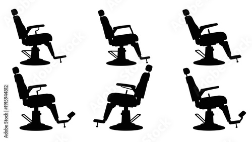 Vintage Barber Chairs Silhouette Set