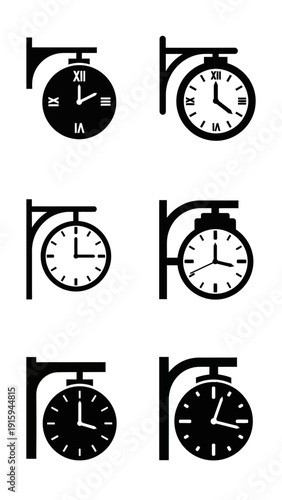 Free Download Vintage Station Clocks Collection, Roman Numeral and Arabic Dial Icons - GFXLoad