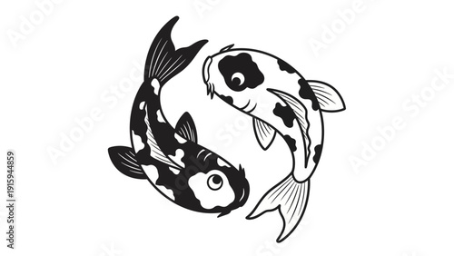 Yin Yang Koi Fish Symbolizing Balance and Harmony