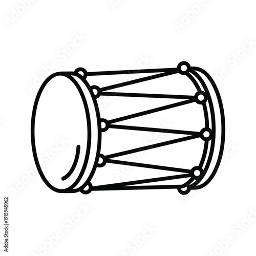 Simple black and white line drawing of a drum