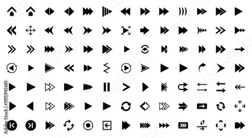 Collection of Arrow Icons and Symbols for Navigation, Direction, and UI Design