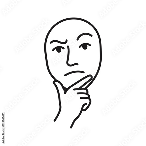 Simple line drawing of a pensive man contemplating