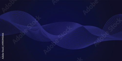 Abstract glowing wave lines on dark blue background. Dynamic wave pattern.EPS 10