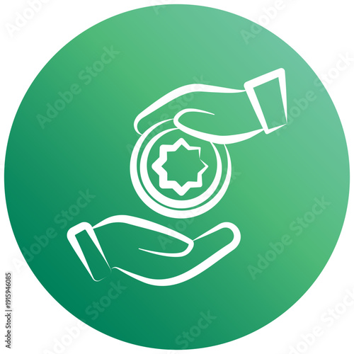Almsgiving Gradient Hand Drawn Icon, Mini Illustration For Modern Concept, Print, Ui, Ux Kit, Web And App Development. Vector Related To Ramadan, Eid Al-Fitr, Eid Al-Adha And More