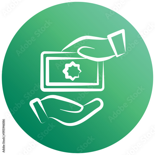 Almsgiving Gradient Hand Drawn Icon, Mini Illustration For Modern Concept, Print, Ui, Ux Kit, Web And App Development. Vector Related To Ramadan, Eid Al-Fitr, Eid Al-Adha And More