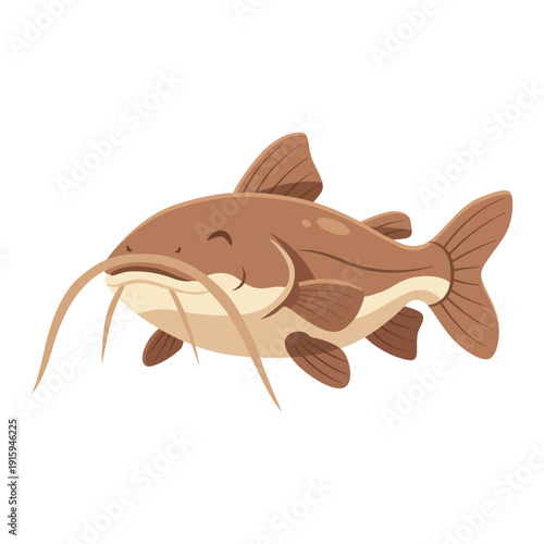 Cartoon Catfish Illustration Flat Illustration