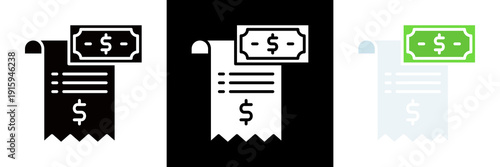 Bill Icon Set Glyph vector Illustration 