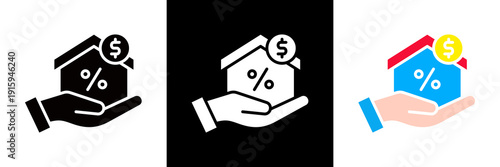 Mortgage Icon Set Glyph vector Illustration 