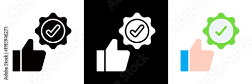 Approval Icon Set Glyph vector Illustration 