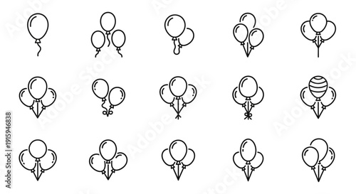 Collection of Balloon Icons: Party, Celebration, and Fun Graphic Elements
