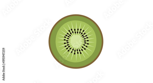Vibrant Green Kiwi Fruit Slice Illustration.