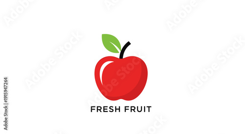 Vibrant Red Apple with Green Leaf Fresh Fruit Logo Design.