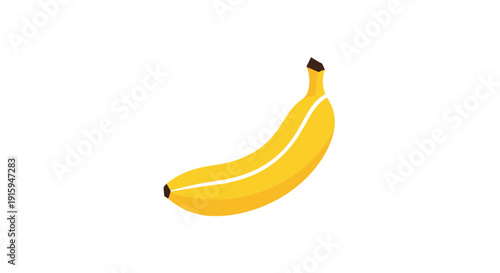 Vibrant Yellow Banana Isolated on a Clean White Background.