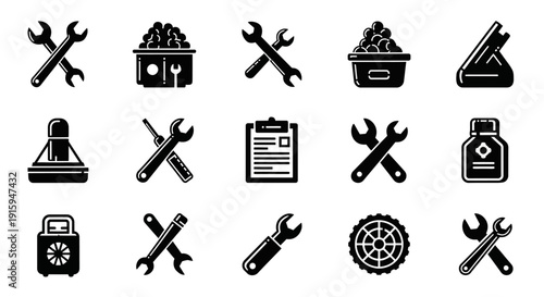 Collection of Industrial Tools and Equipment Icons