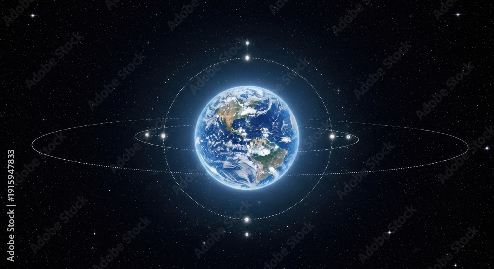 Obraz premium The earth from space with a glowing blue atmosphere and stars in background